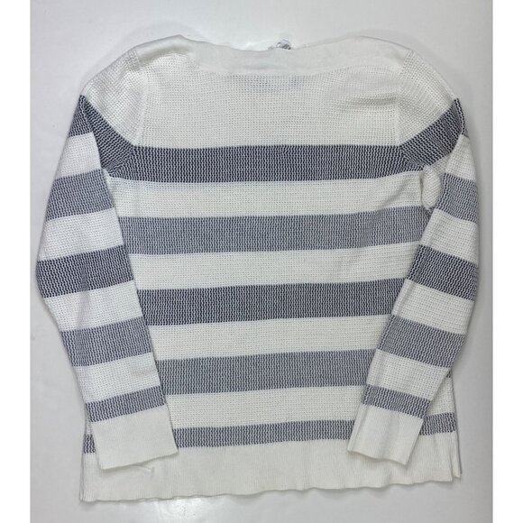Market & Spruce Striped Knit Sweater White Gray Long Sleeve Lightweight Size XXL - Picture 2 of 5